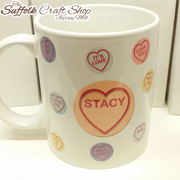 Personalised Printed Mug - Love Heart Sweets Design